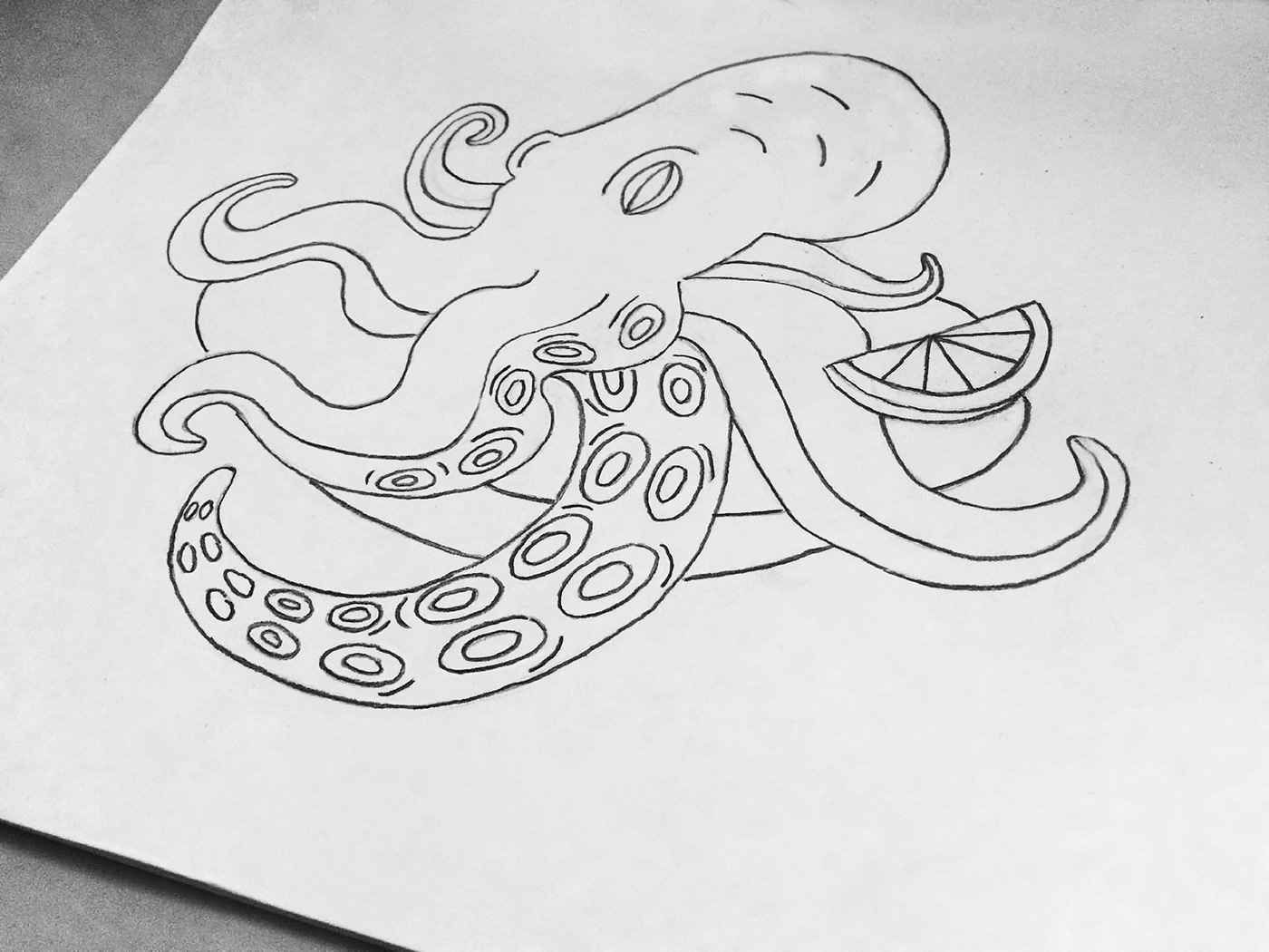 artwork Drawing  flat Food  ILLUSTRATION  octopus restaurant t-shirt vector waterfowl