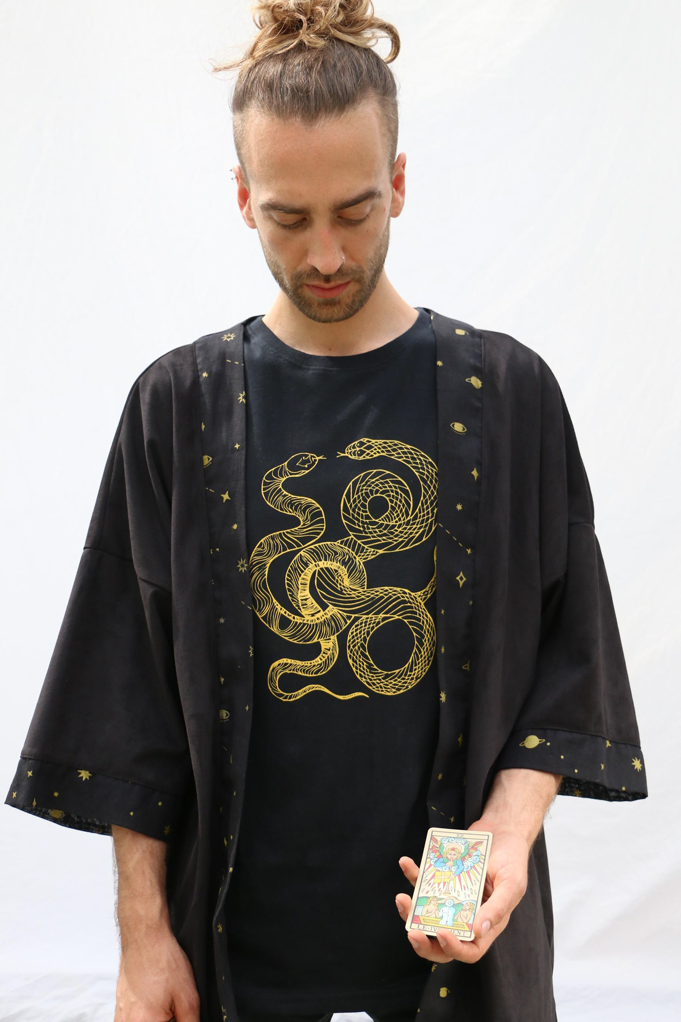 CADUCEO caduceus kimono Magic   snake stars tarot universe wizard