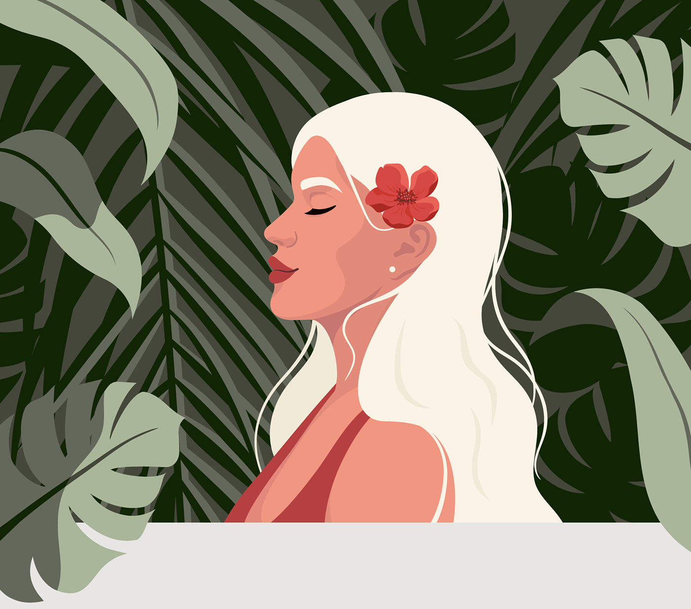 vector digital illustration Character girl plants Nature beauty Fashion  Flowers face