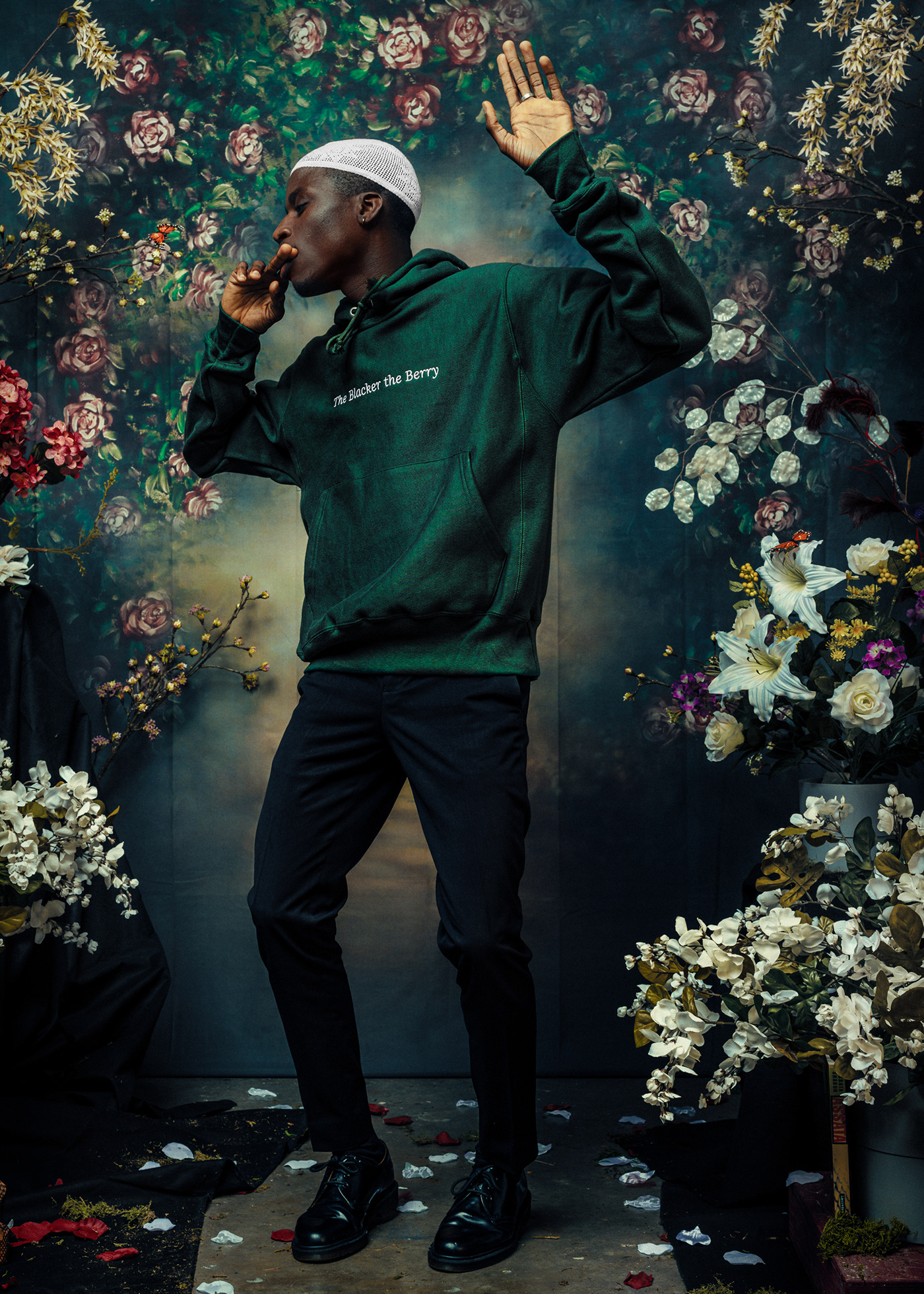 black contemporary art culture fashion design floral hip hop kendrick lamar Portraiture Renaissance tupac