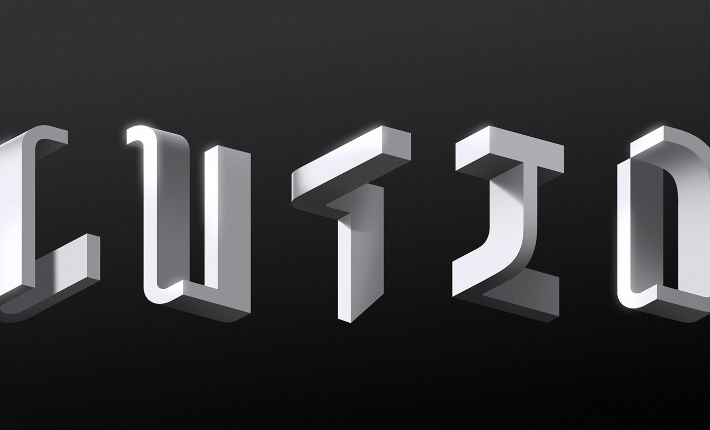 sawdust type Typeface 3D IBM Treatment Technology Space 