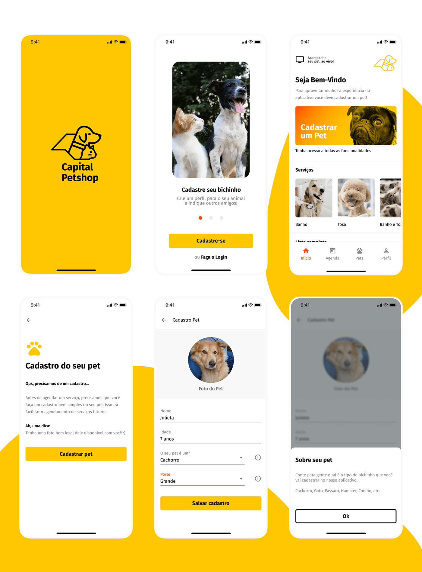 app UI ux product design  interaction pet shop animals dog Cat
