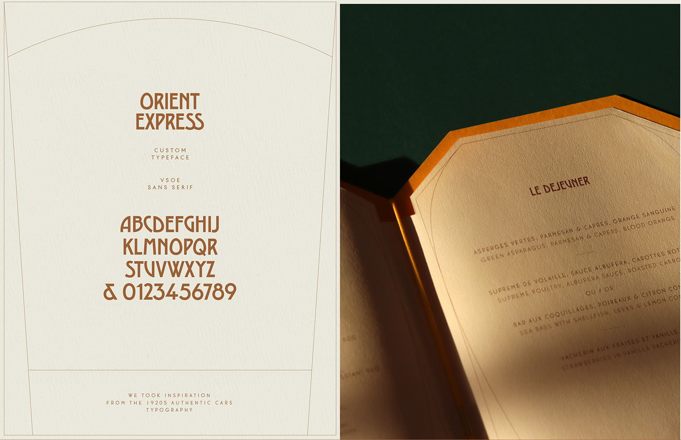 Orient Express train Violaine & Jeremy vj type Jean Imbert menu design monogram vsoe