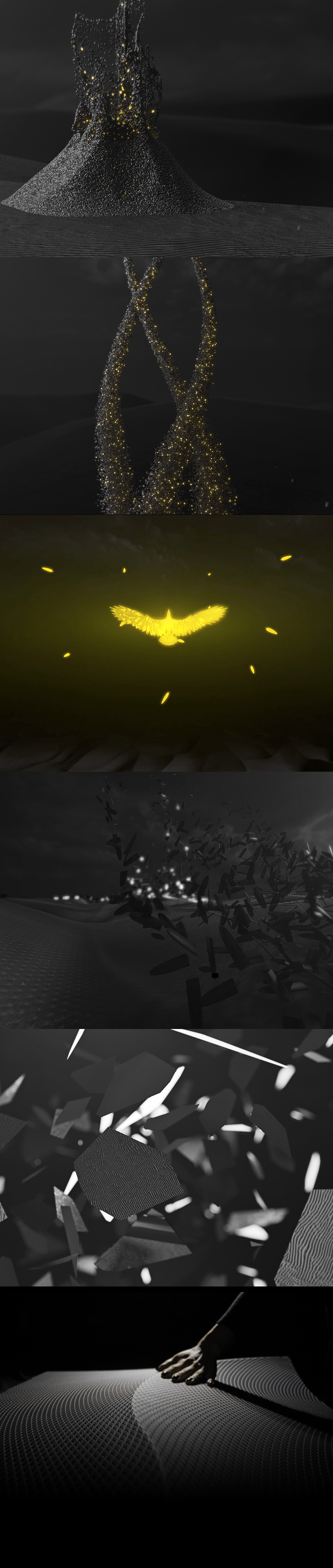 video texture textures CGI 3D Landscape alien pheonix black and white Polygons