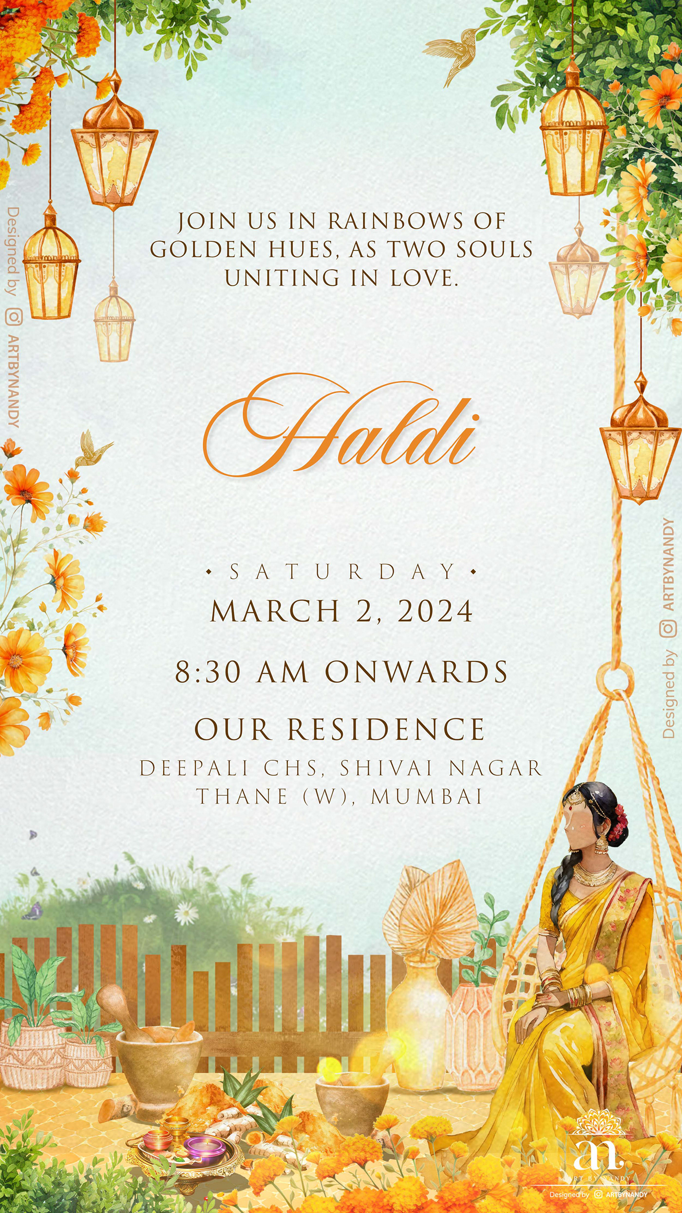 haldi Haldi ceremony Weddings haldi invite haldi invitation wedding invitation indian wedding INDIAN WEDDING CARD artbynandy Indianweddinginvite