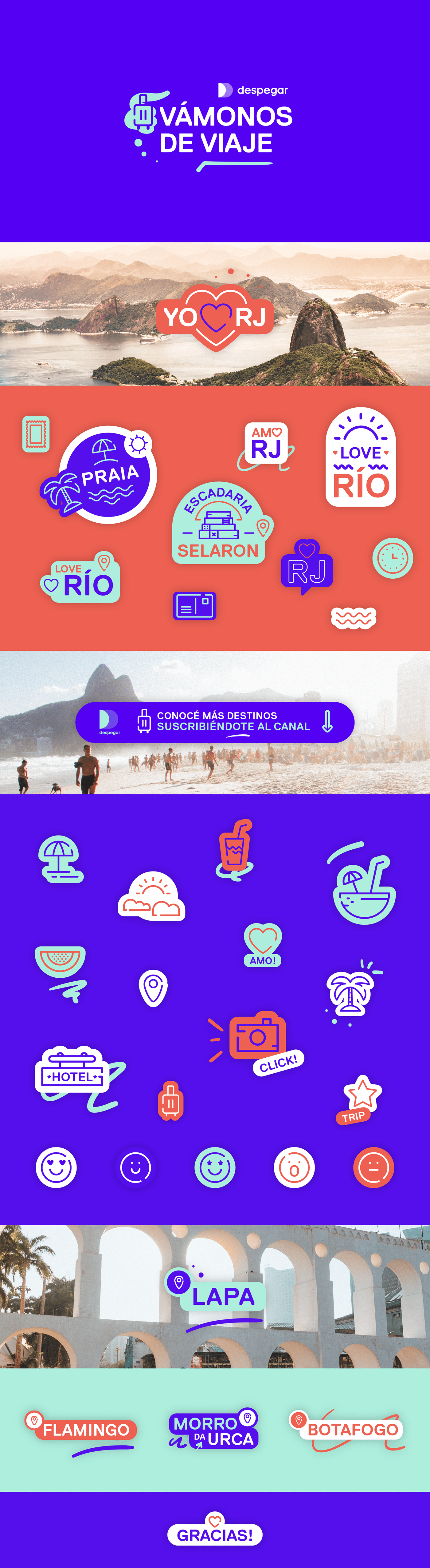 despegar digital graphic design  icons ILLUSTRATION  ilustracion Lunatica Rio de Janeiro RJ stcikers