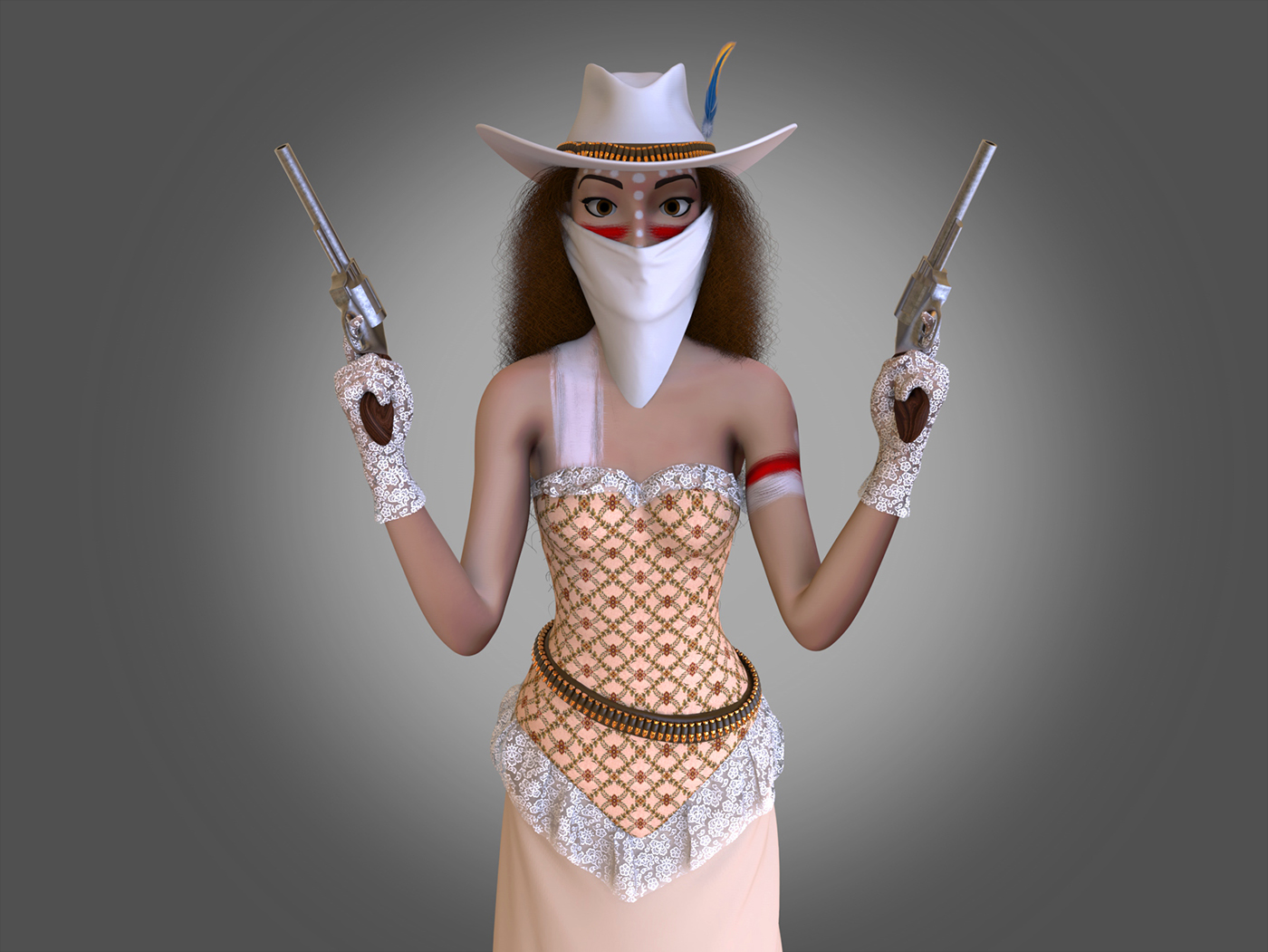 3D Zbrush Character design  cowgirl wild west