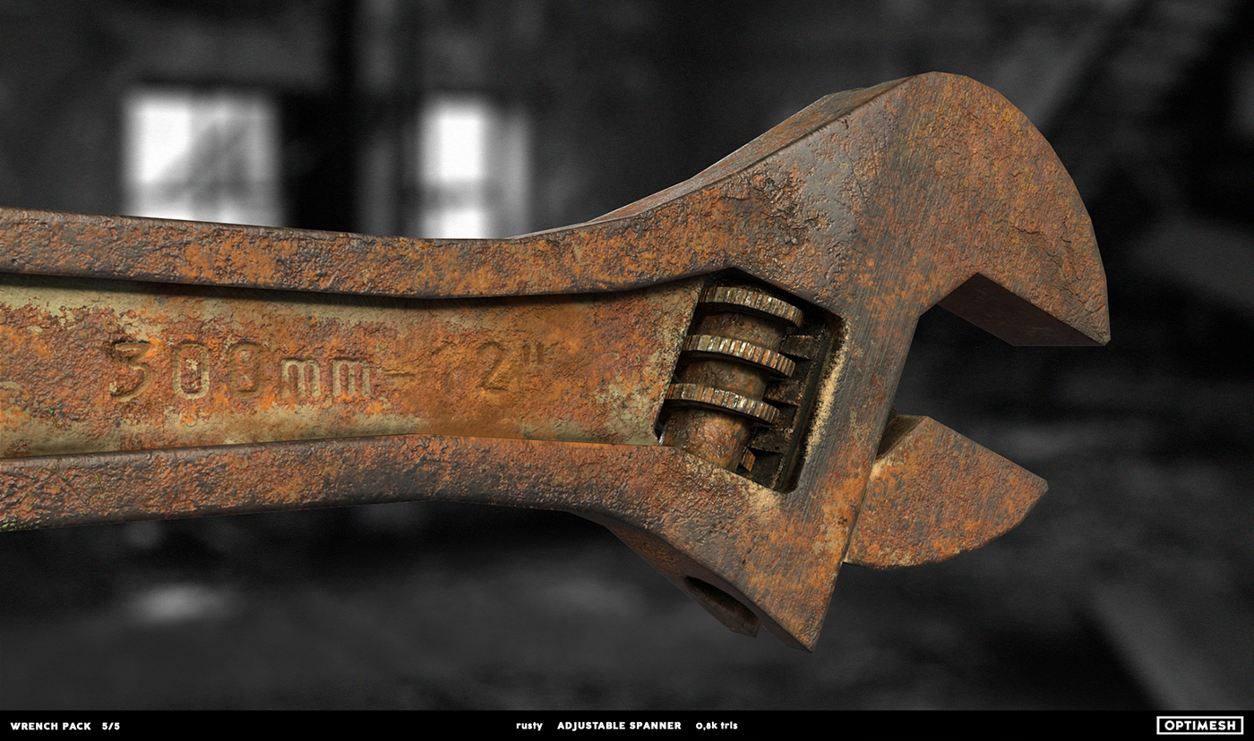 3D model asset optimesh Wrench real-time Games mesh realistic PBR