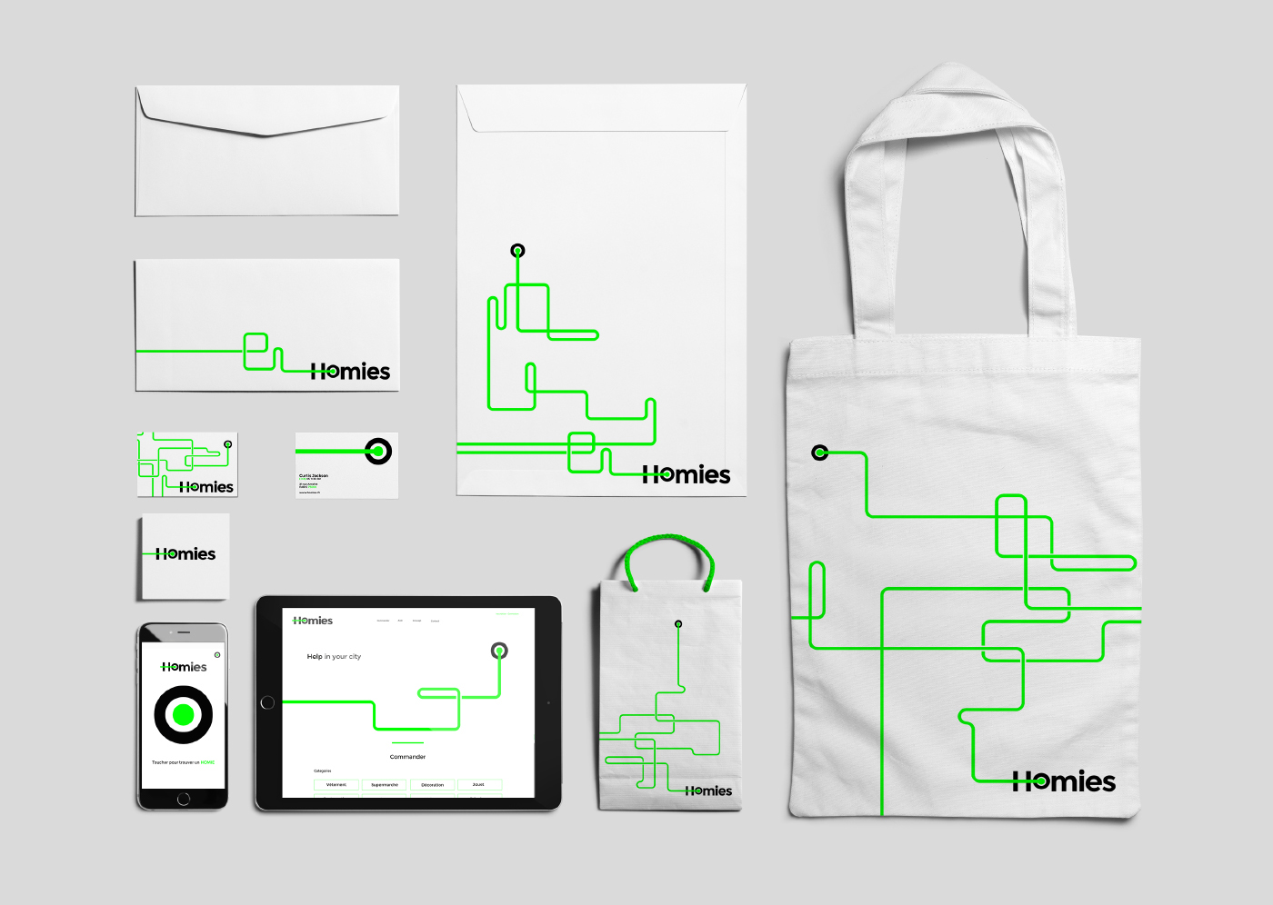 creative Homies brand identity design simple delivery Web graphic community green logo Webdesign corporate france