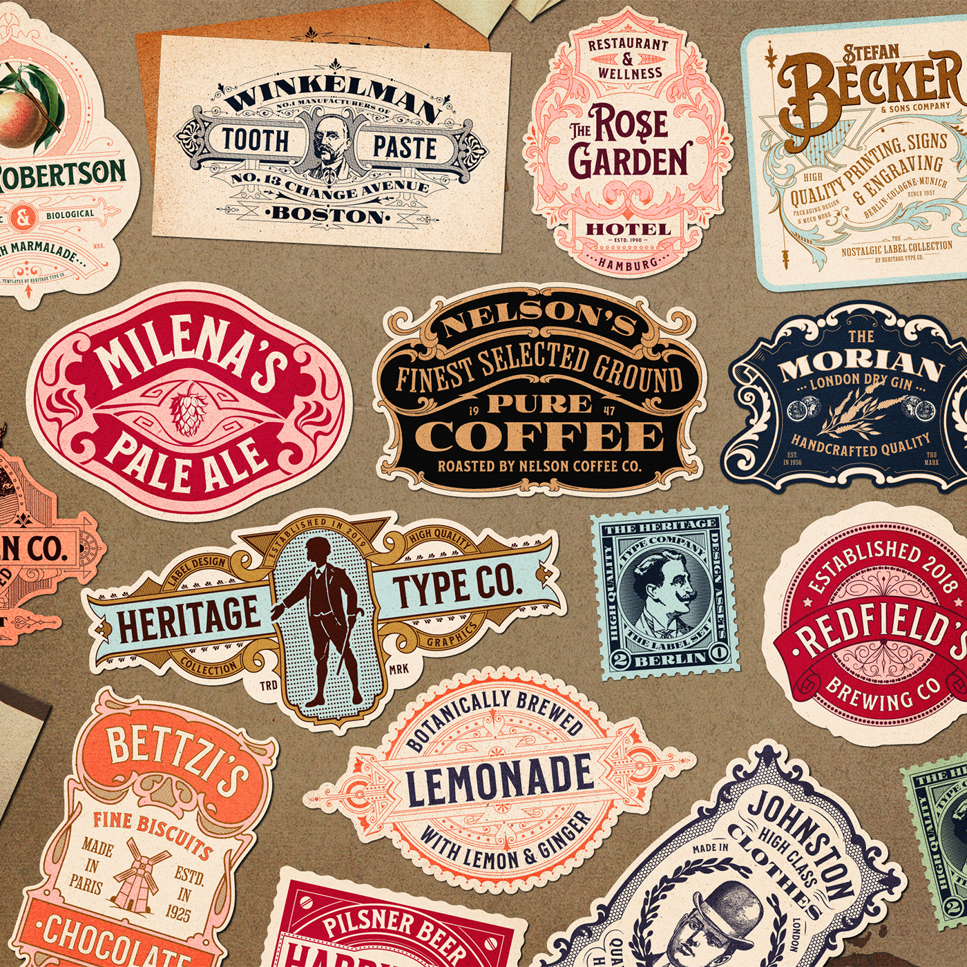 the nostalgic vintage font and label collection – by heritage type co