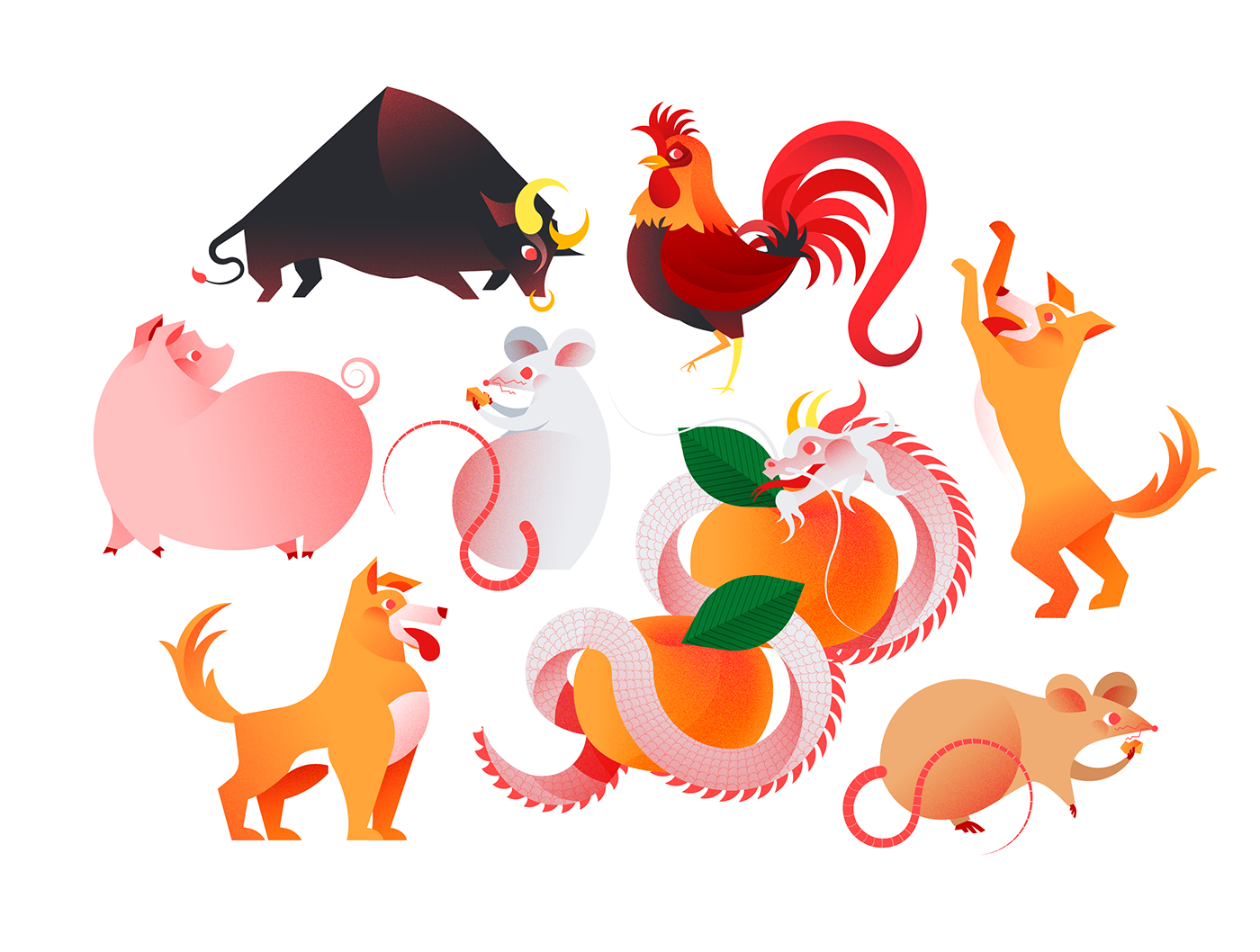 zodiac ILLUSTRATION  animals chinese lunar new year