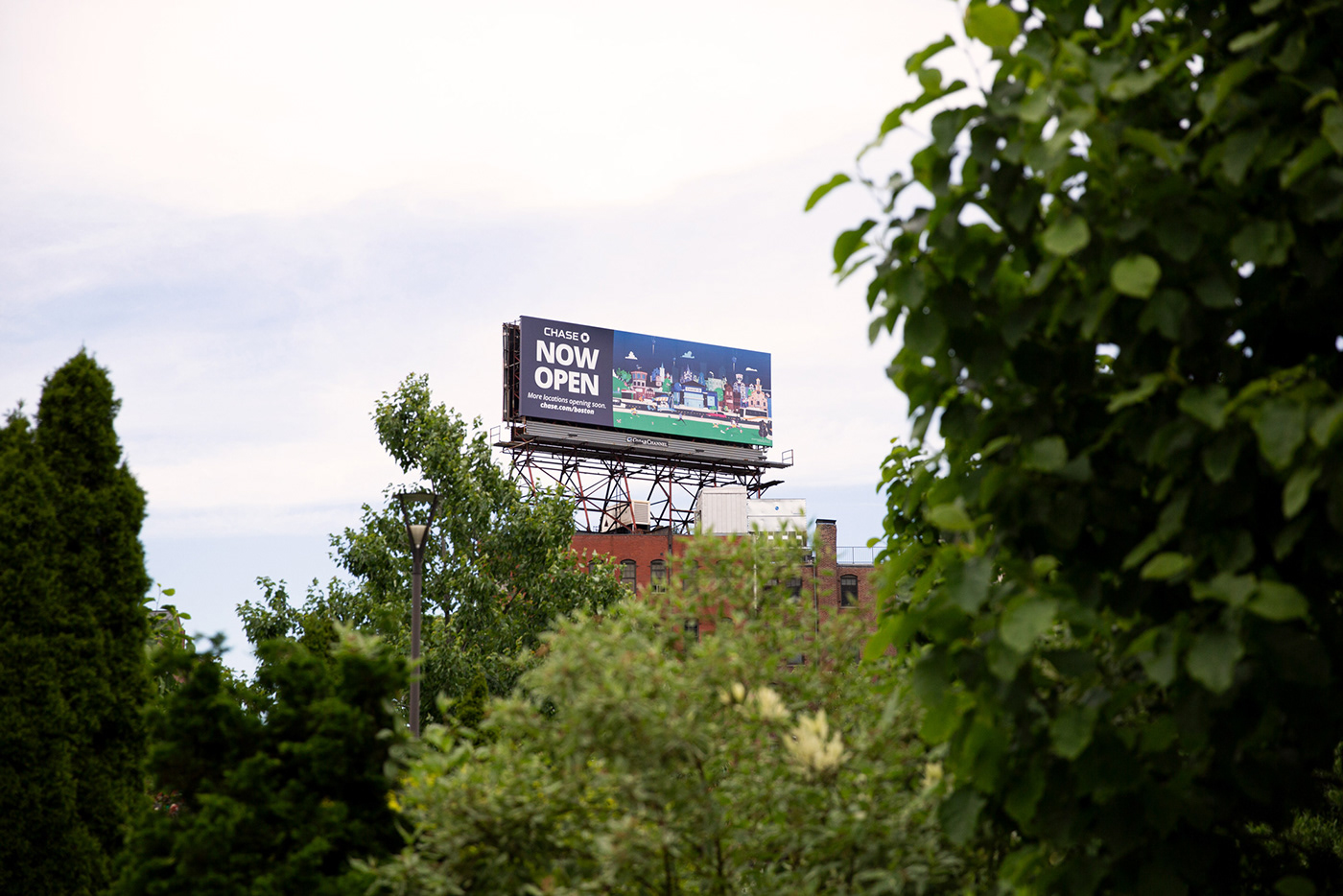 Billboard in Boston with illustrated landscape