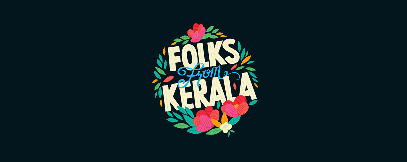 ILLUSTRATION  kerala folks Nature culture typography   sketch flower man woman