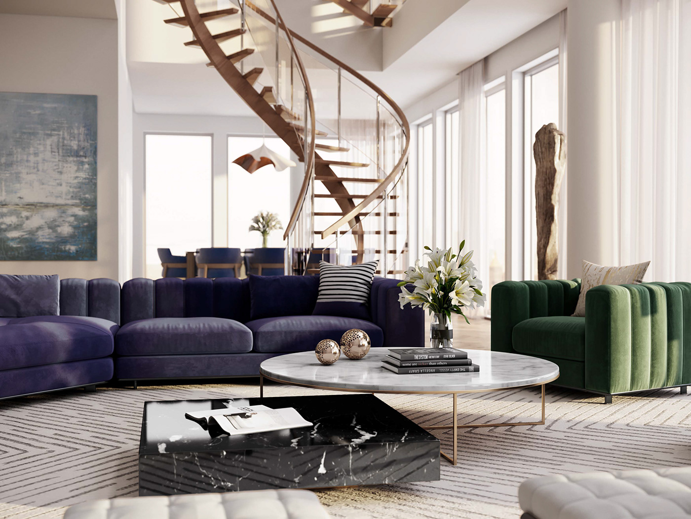 Interior design Render CGI New York penthouse corona render  3ds max