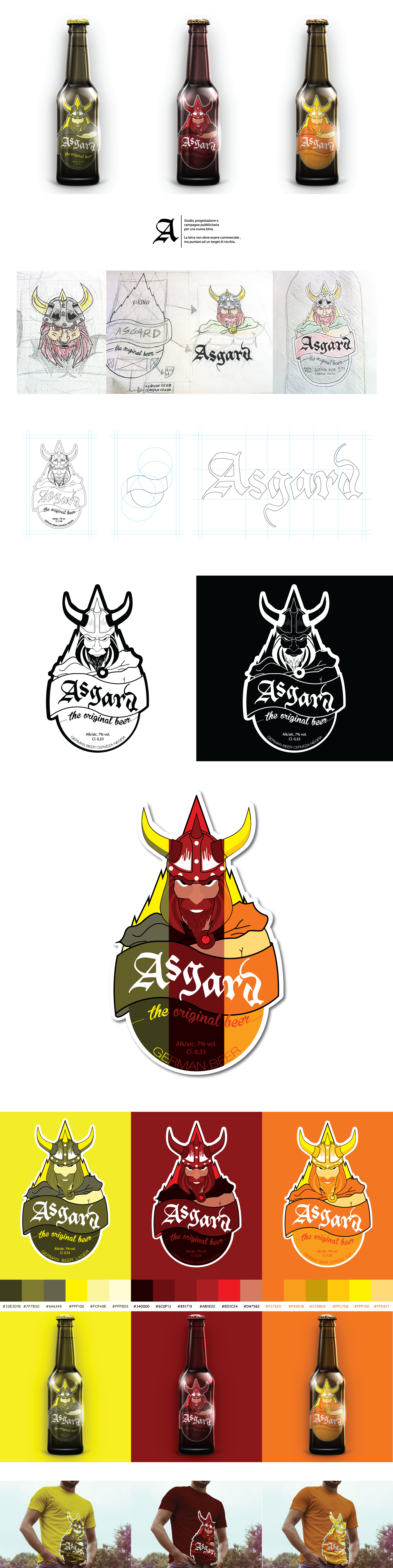 beer asgard Food  drink beverage bottle logo logos identity brand concept lettering design brand designer pantone