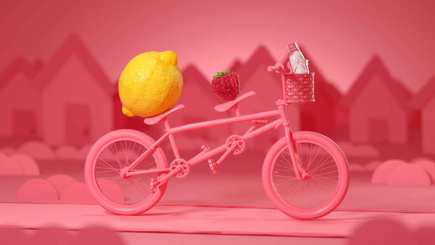 3D octane stop motion Fruit lighting design cinema 4d c4d yogurt papercraft