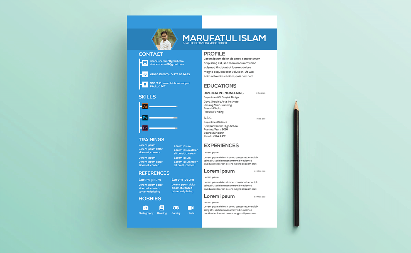 resume template template design Free bie Resume CV print design 
