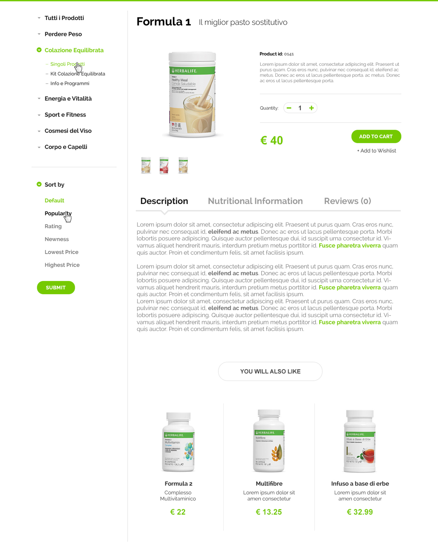 herbalife healtstore store Ecommerce clean design Website supplements products Prestashop