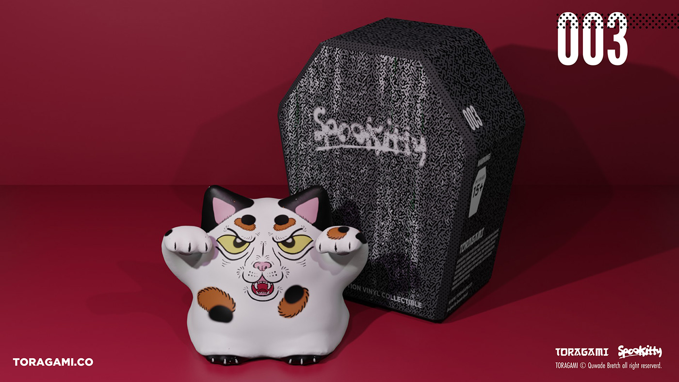 3D aiga art toy designer toy orlando Quwade spookitty Toragami toy vinyl toy