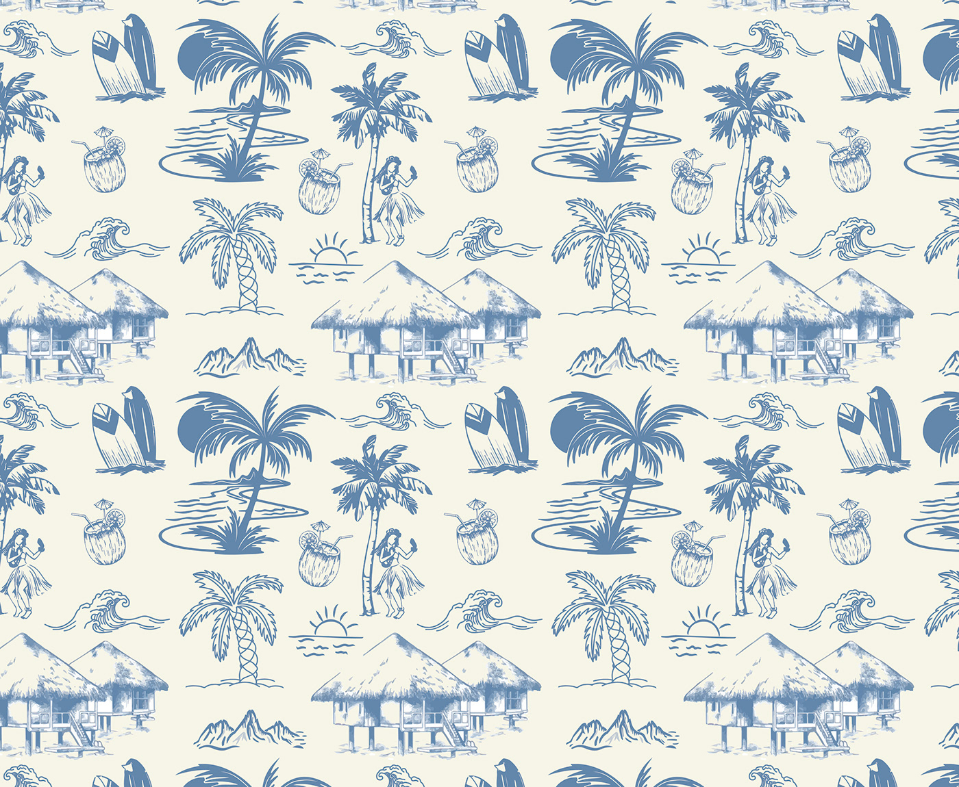Estampa HAWAII Hawaiian hawaiianpattern pattern print printdesigner surfacepatterndesign textile design  Tropical
