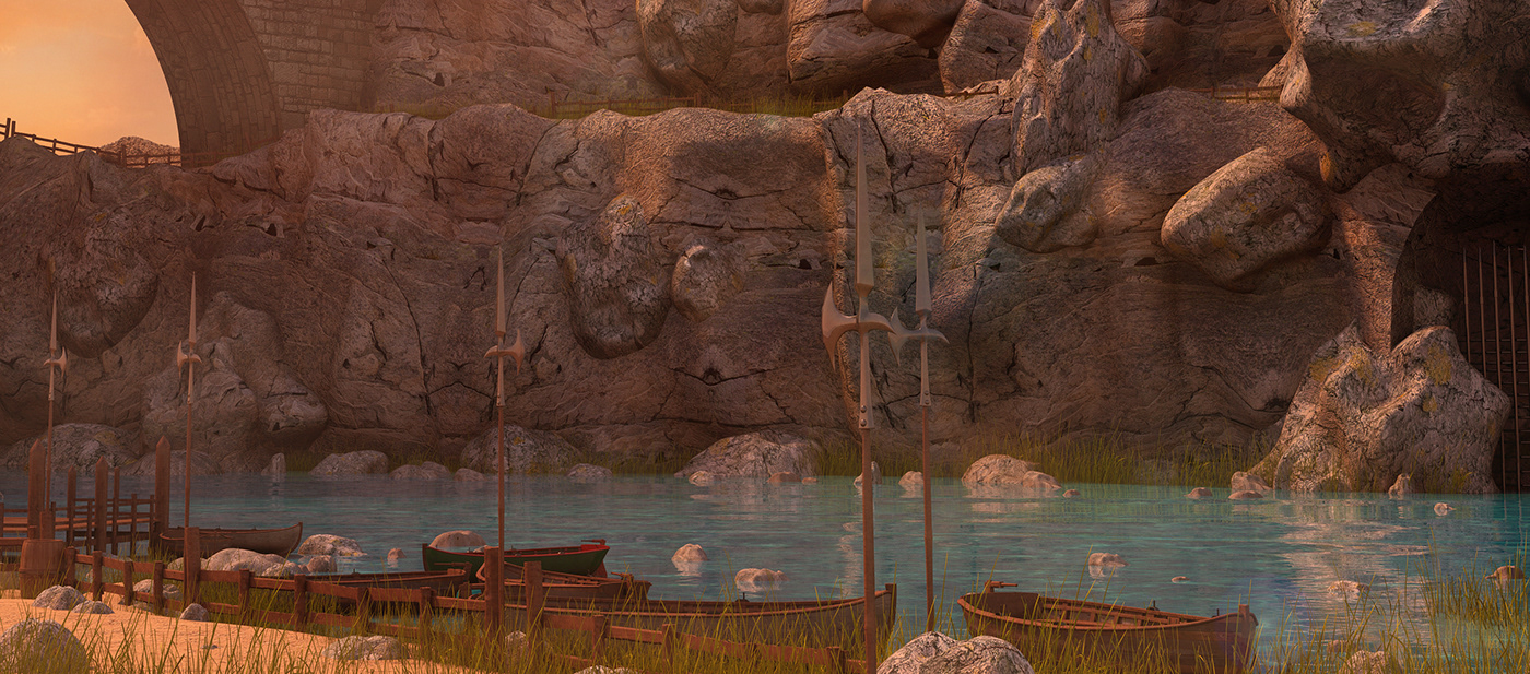fantasy Mons MARC MONS Castle sunset Landscape bridge 3D game