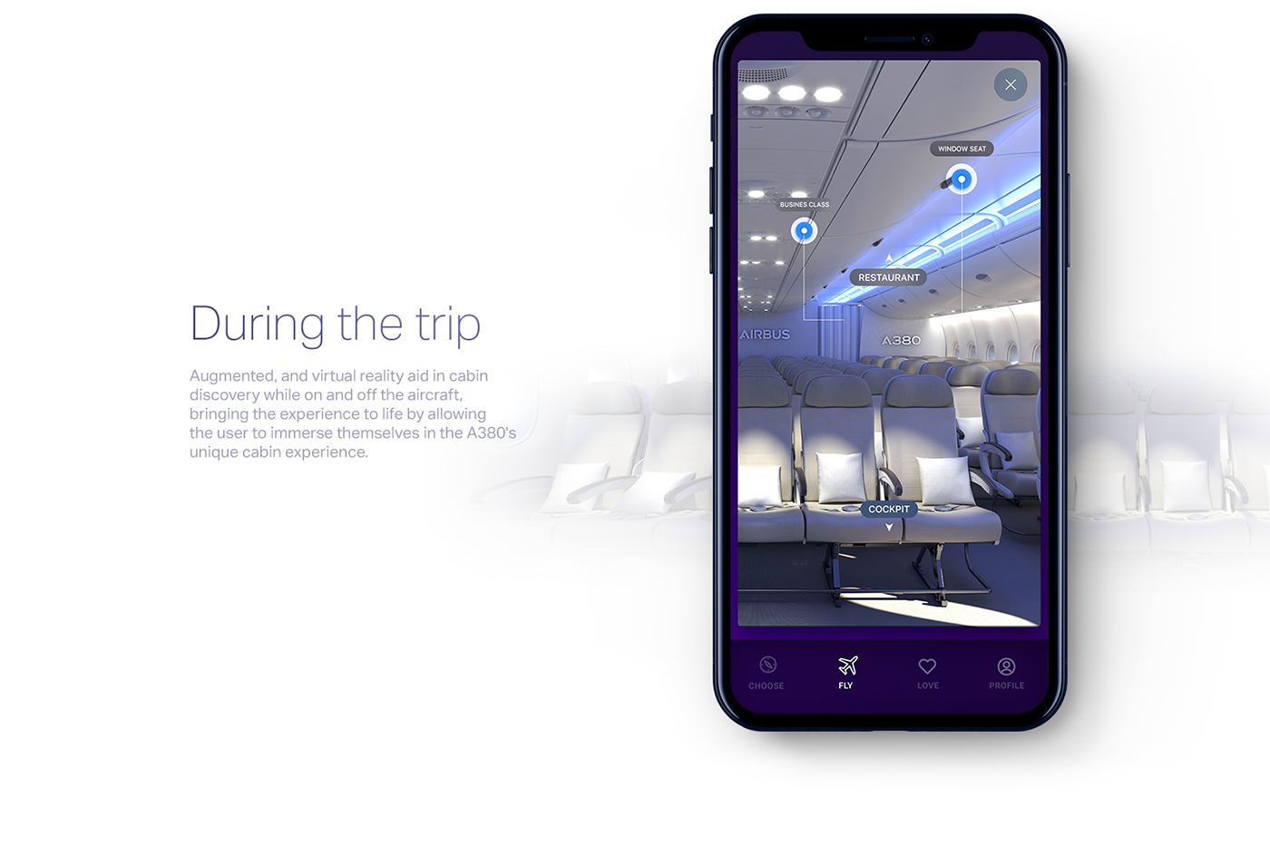 UI ux ios app Travel AR plane Airbus Aircraft augmented reality