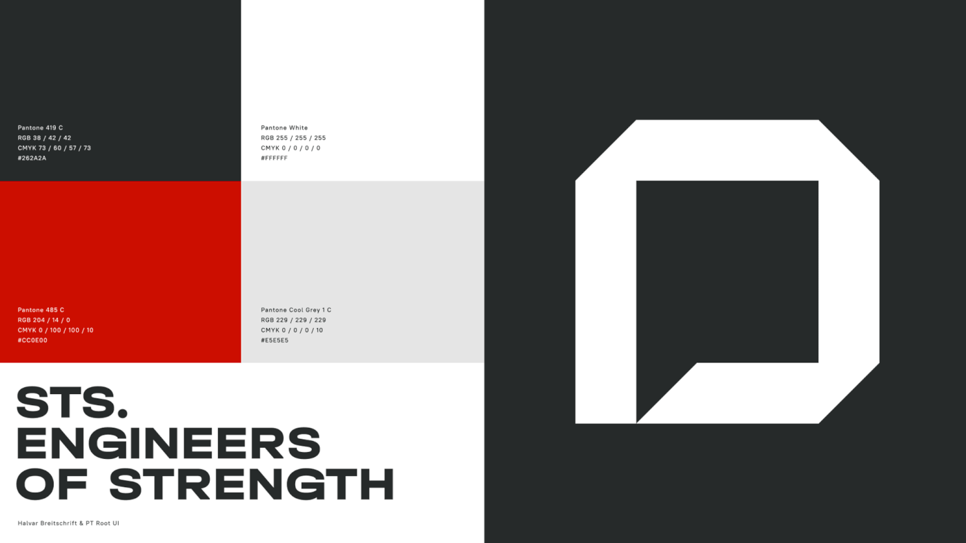 Brand Design Corporate Identity engineering company identity Identity Design industry Merch numbers red typography  