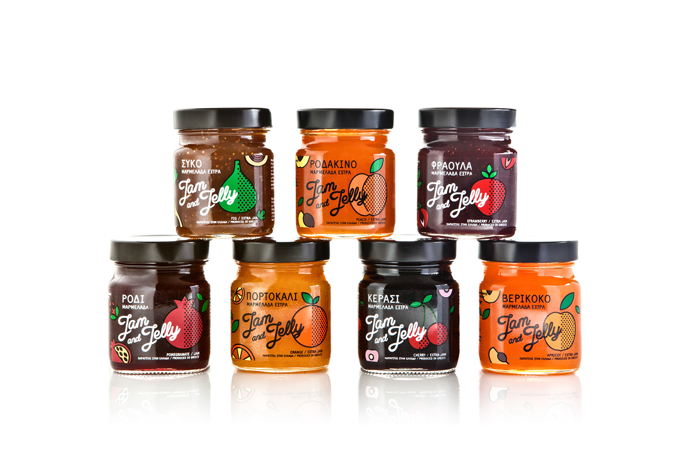 jam marmalades Pack illustrations vector popart pop Food  industry breakfast labels design graphicdesign brand cursordesign