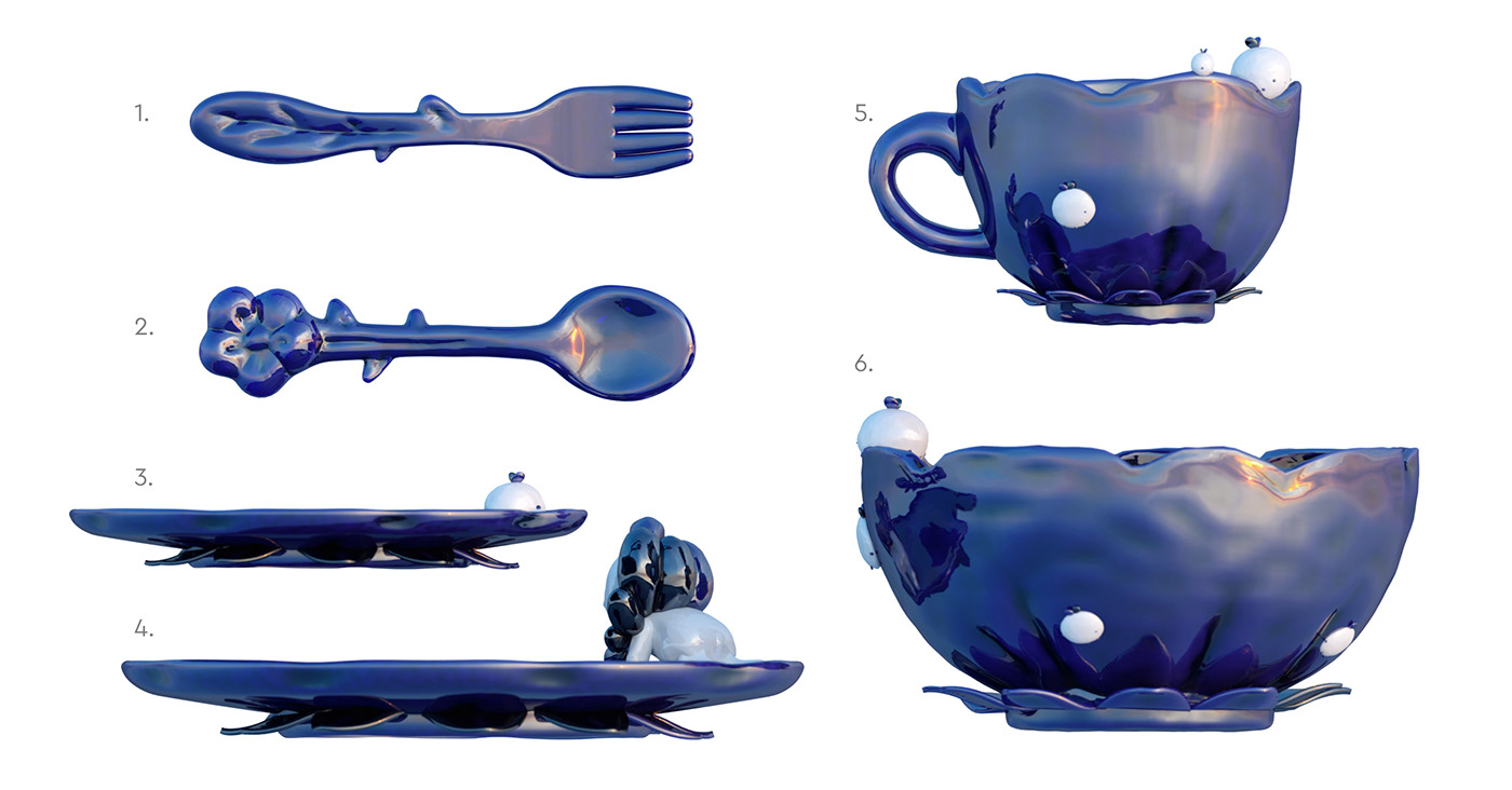 ILLUSTRATION  Character design  3D гжель иллюстрация персонаж porcelain gzhel посуда watercolor