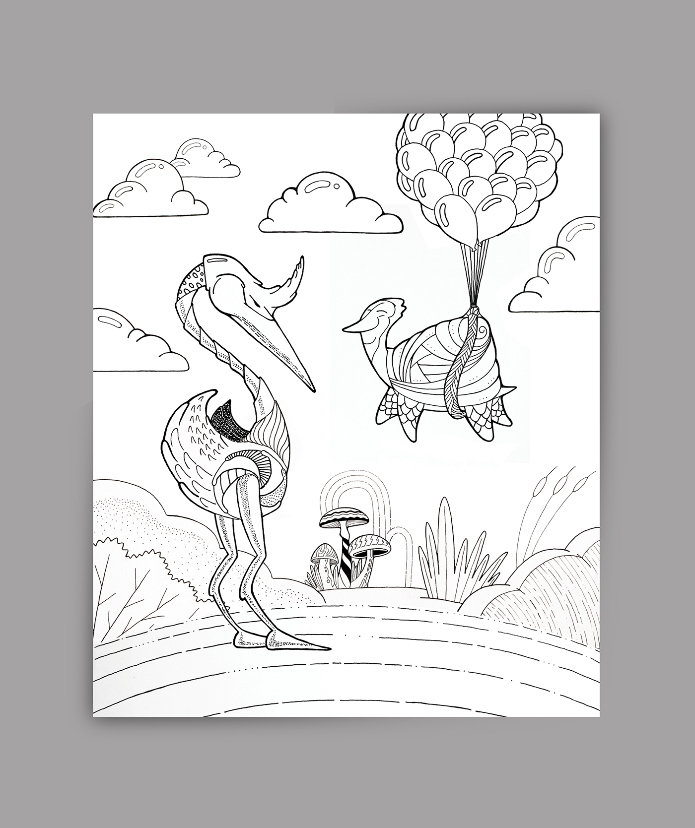 ilustracion ilustration dibujo ink colors tinta pajaro bird tortuga Turtle