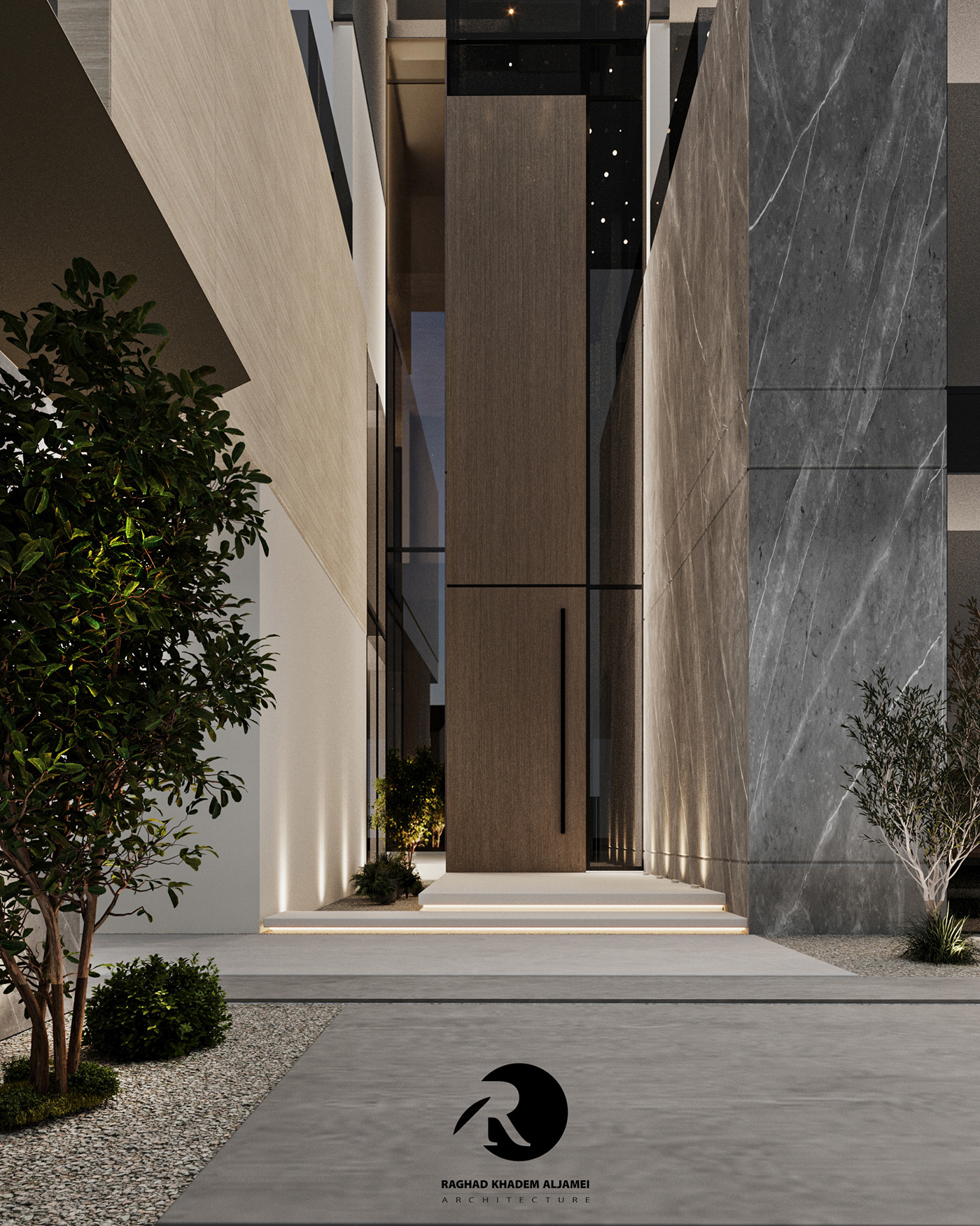 Outdoor exterior design 3ds max architecture Render modern corona rendering door