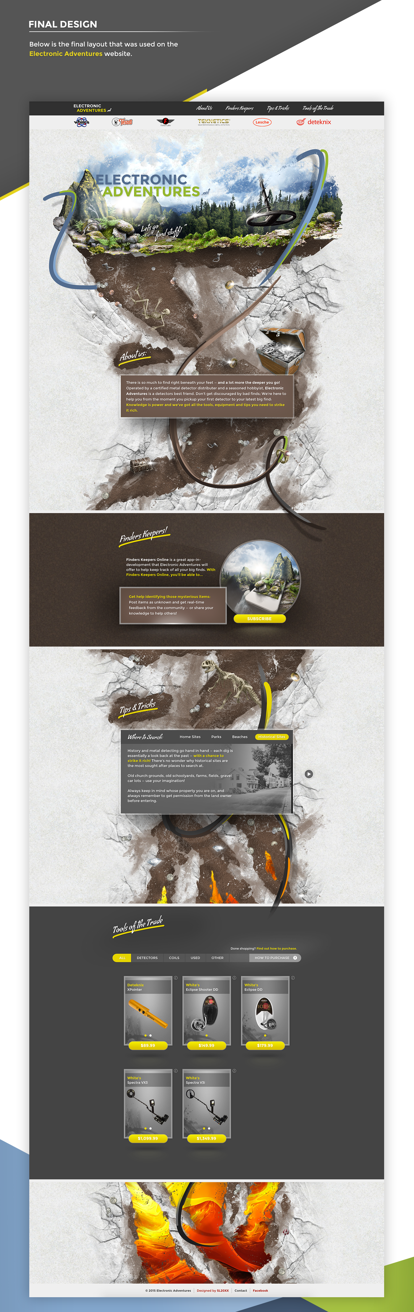 Website design photomanipulation photoshop metal detecting Layout creative underground concept shop