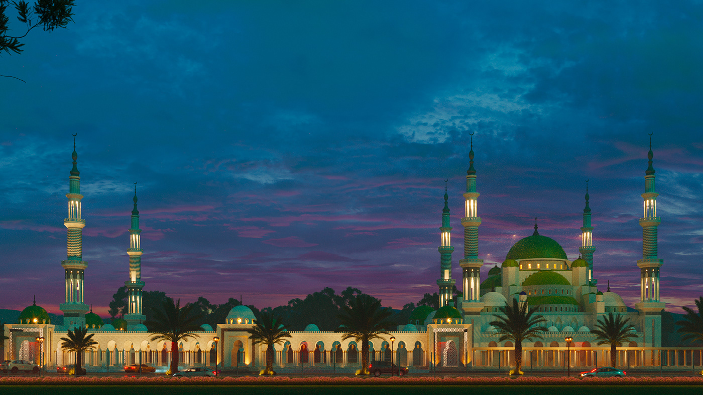 architecture visualization 3ds max CGI Render 3D corona mosque Islamic Architecture bluemosque