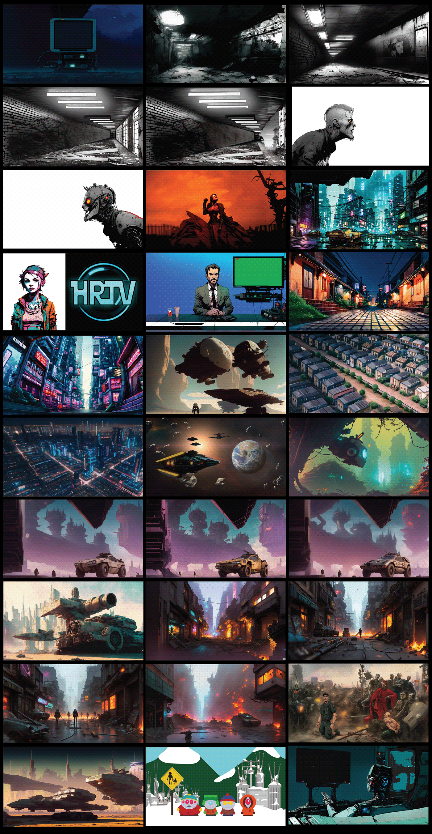 a bunch of scifi illustrations