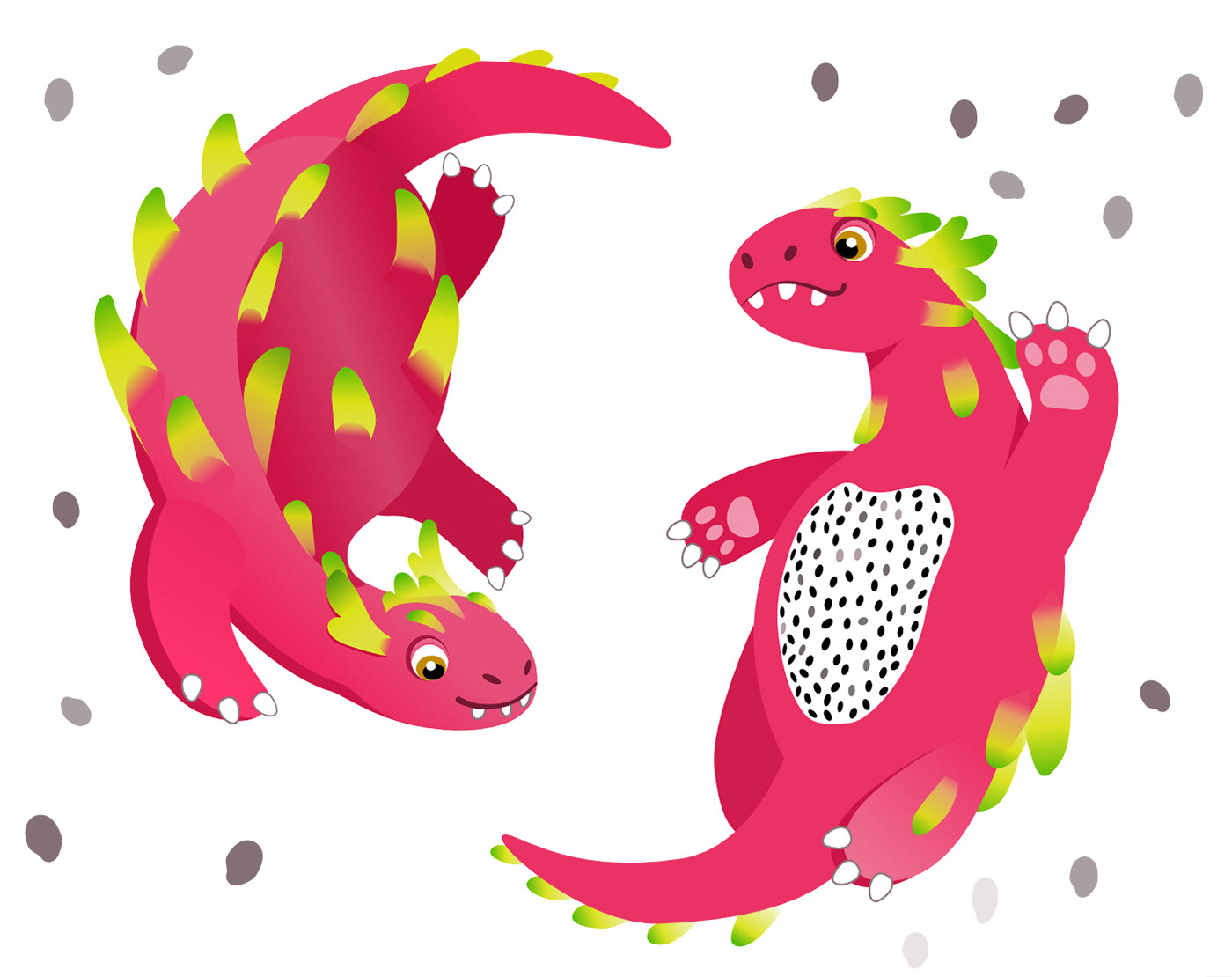 cartoon Character design  colorful dragon fruit Food  Mascot Packaging Tropical children Pitaya