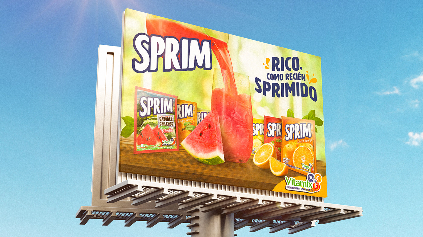 comercial tvc campaign Advertising  ads Sprim jugo billboard Mockup monumental