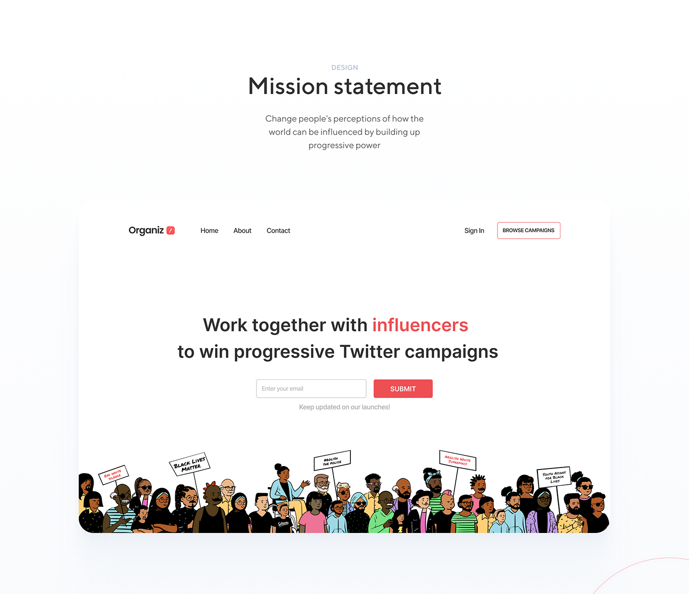 campaign Platform service social UI ux Web webapp animation  minimal