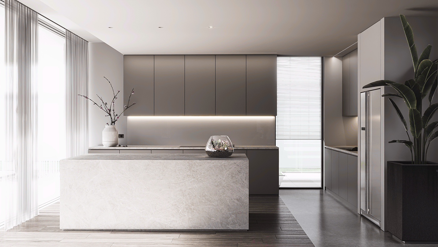 architecture CGI house Interior interiordesign kitchen modern Render Residence visualization