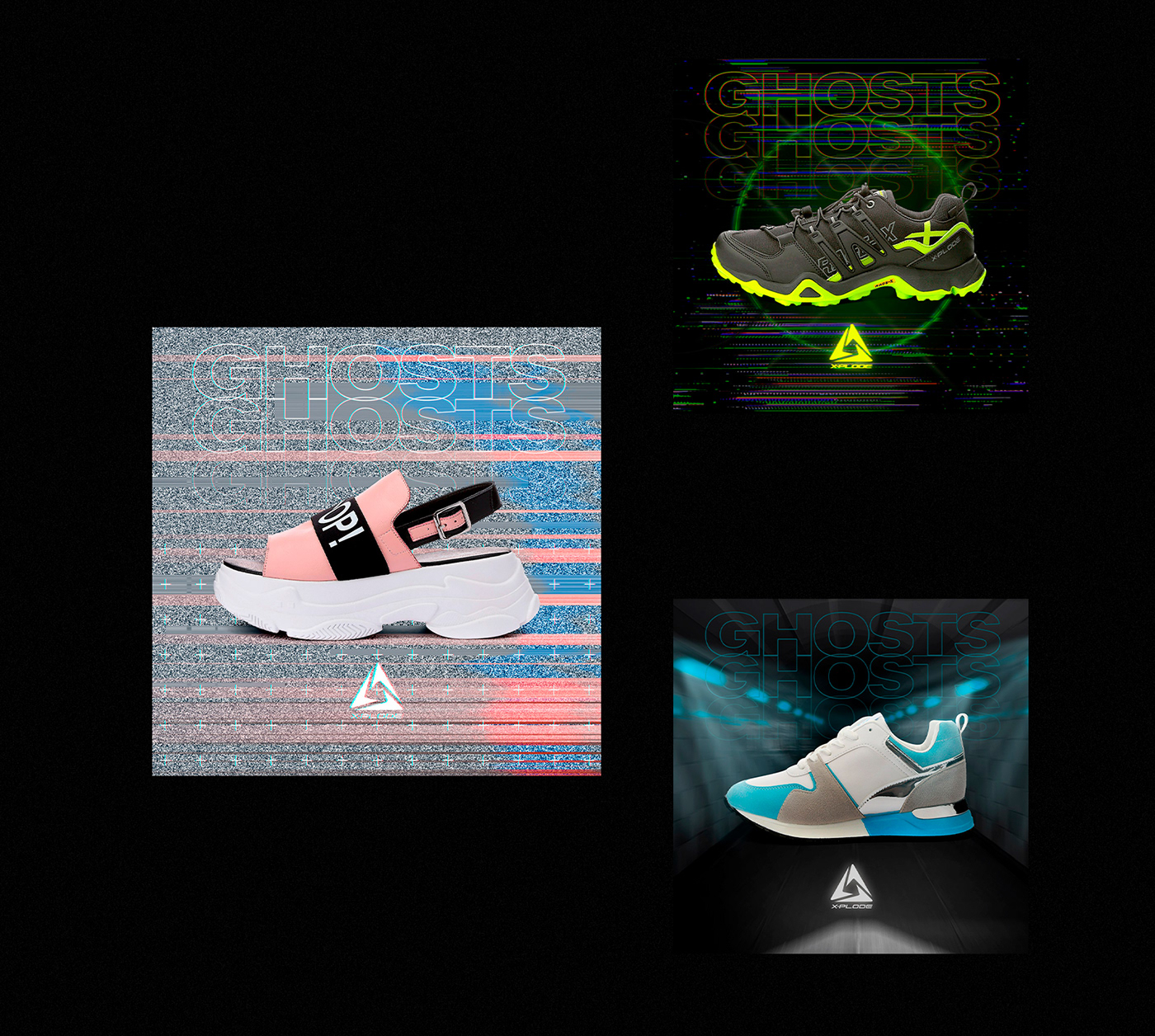 3D animation  Fashion  ghost Glitch instagram neon shoes streetwear