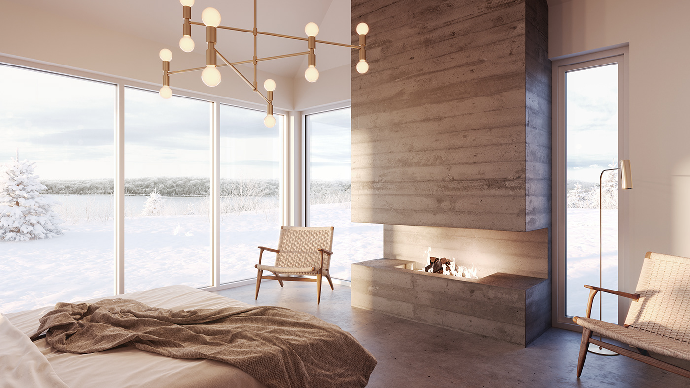 cananda Matte Painting minimal Moody rendering snow Sunny Sunrise visualization winter