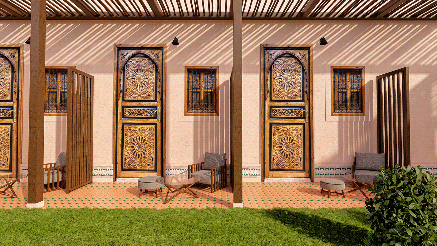 architecture design exterior design visualization Render 3D exterior enscape Riad Marrakesch