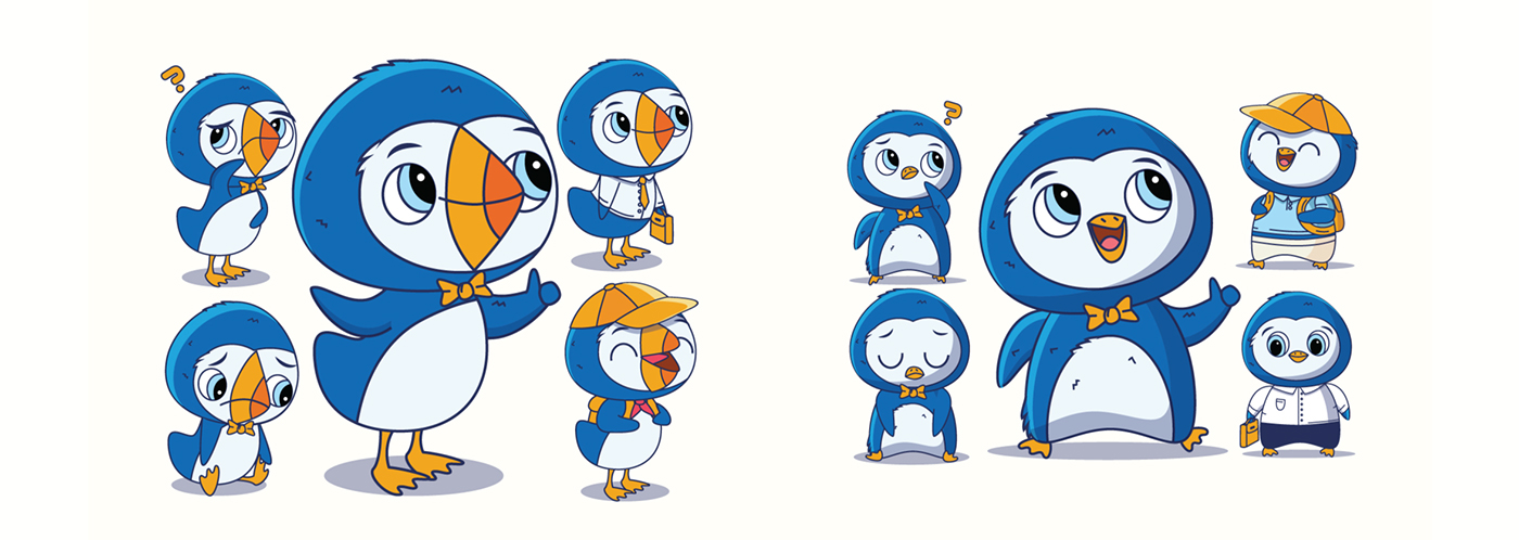 samosa mouse cute penguin puffin paint bucket outline ILLUSTRATION  Mascot branding 