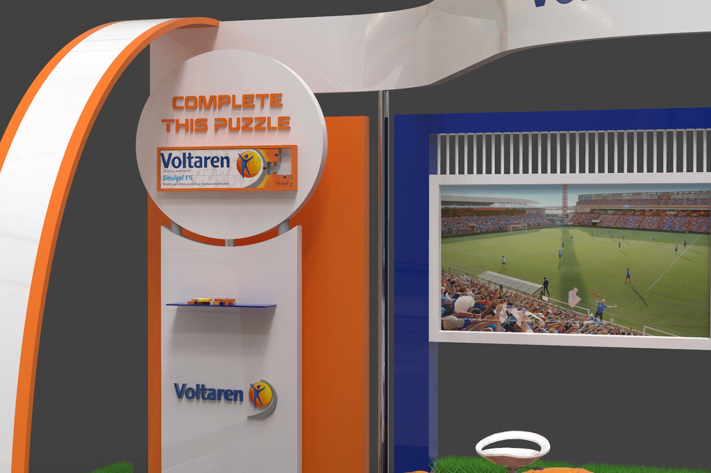 3D 3d modeling booth booth design cinema 4d GSK medical Pharmaceutical Render Voltaren
