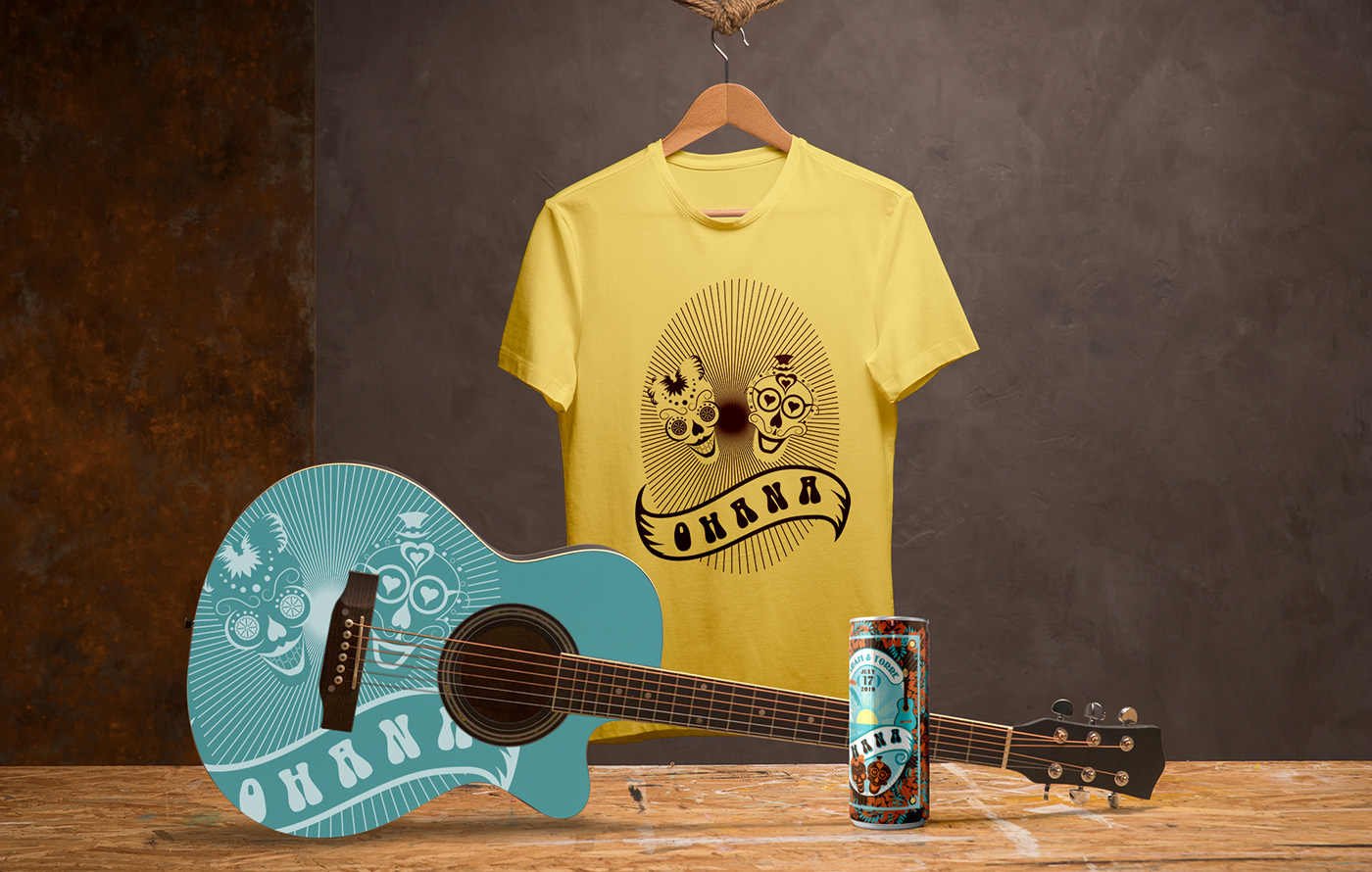 beer beerbox can flower glass guitar HAWAII logo palm scull