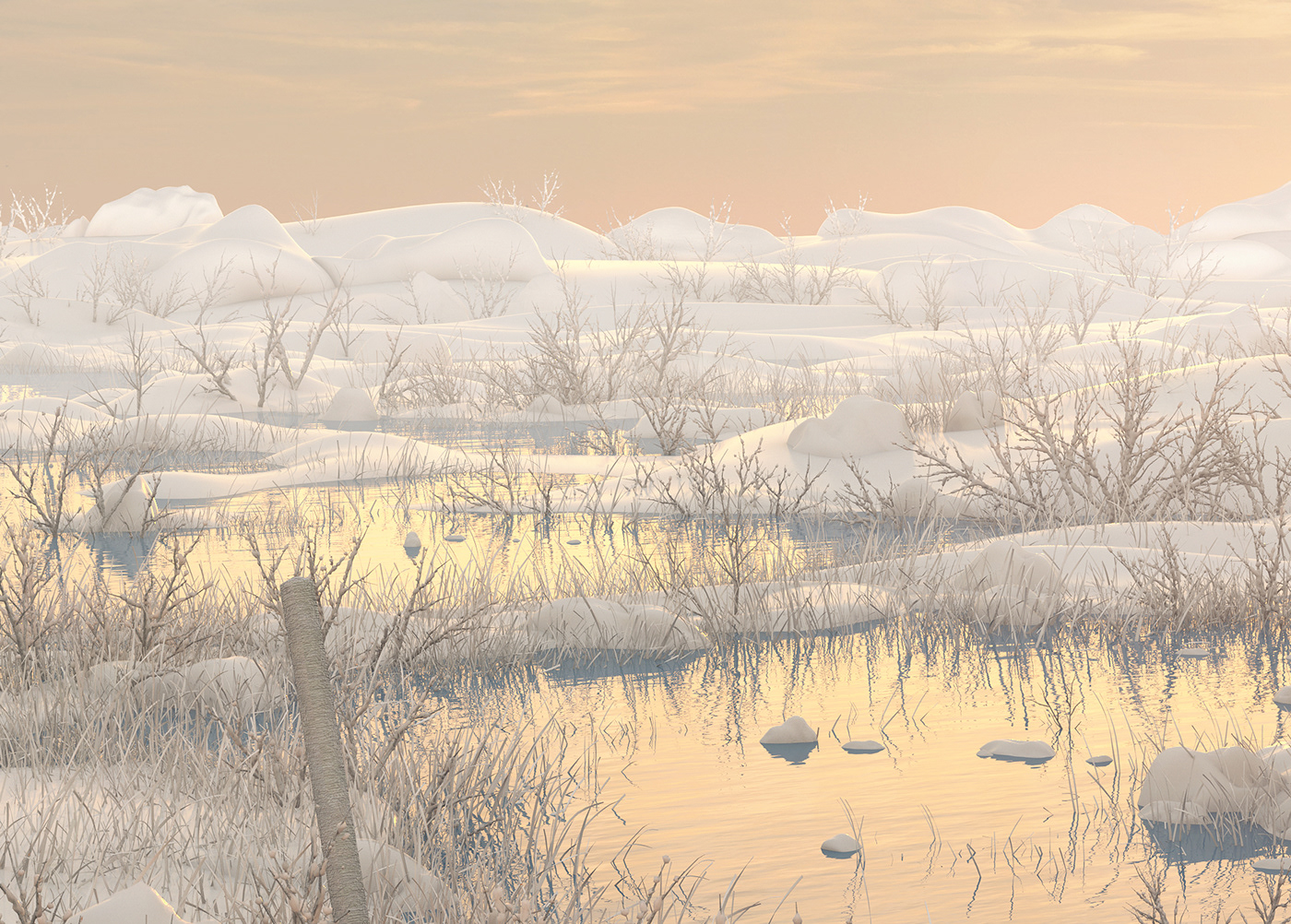 3D 3D environment Christmas Maya Mons papanoel Render river SantaClaus sunset