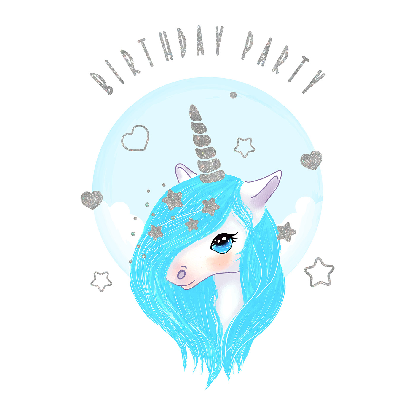 unicorns fantasy invitations design birthday party watercolour art ILLUSTRATION 