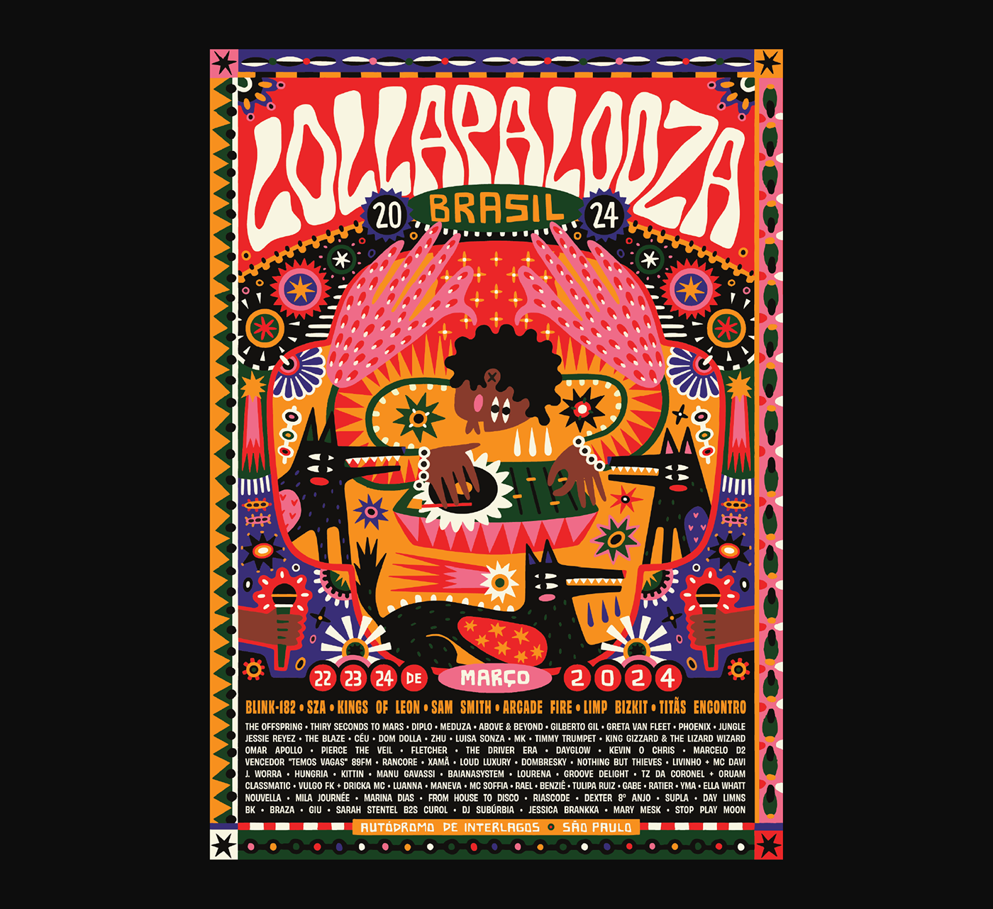 festival poster lineup lollapalooza music Digital Art  cover gig poster ILLUSTRATION  Merch