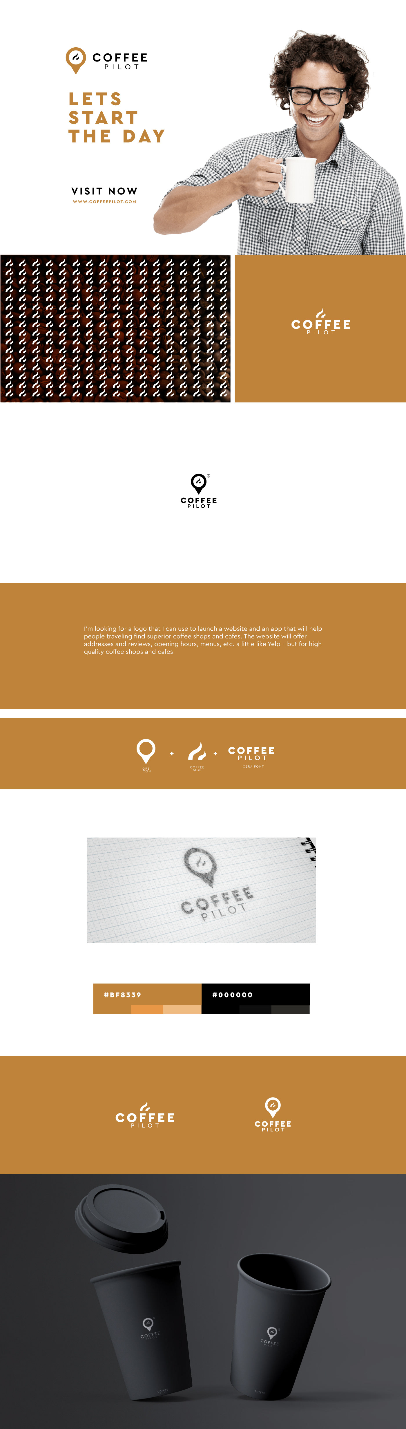 brand branding  Coffee coffee logo design identity logo Pilot Unique شعار