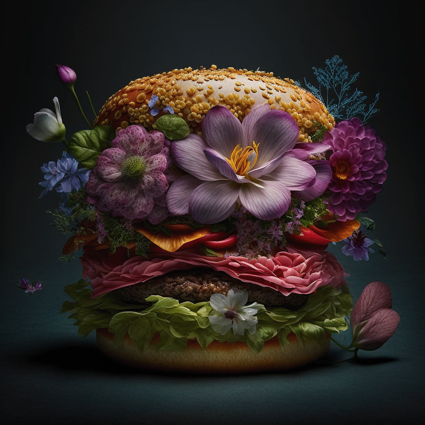ai AI work artwork burger concept art fantasy flower food photo food photography midjourney