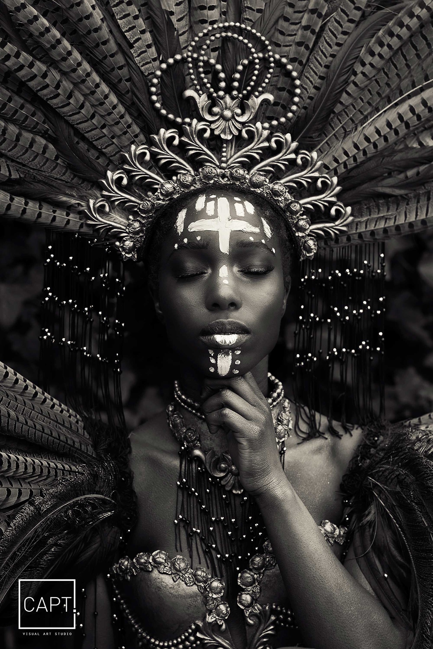 Africanqueen Africanculture tribalart Darkskin models artpho portraits SonyA7Rii Natural lighting MUA headpieces gold blackandwhite
